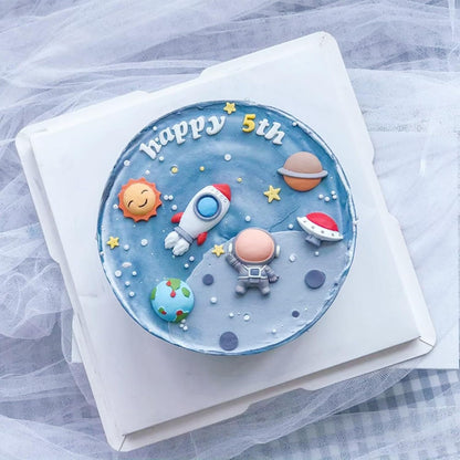2 Pcs Astronaut Rocket Planet Fondant Silicone Molds Space-Themed Chocolate Candy Epoxy Resin Mold Cute Soap V1188-CYX-J02-228