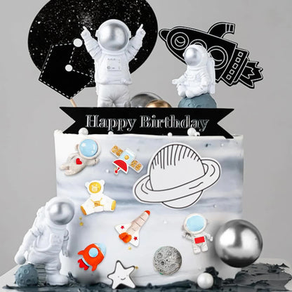 2 Pcs Astronaut Rocket Planet Fondant Silicone Molds Space-Themed Chocolate Candy Epoxy Resin Mold Cute Soap V1188-CYX-J02-228