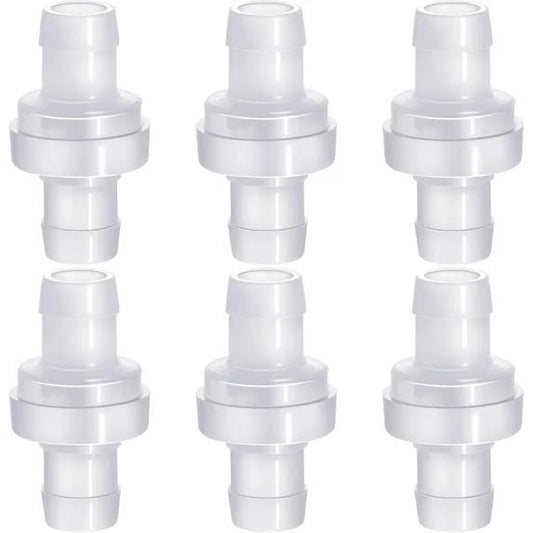 6 Pack One Way Check Valves, 1/2" (12mm) Hose Barb Non Return Ozone Resistance Plastic Valve Pump for Fuel V1188-CYX-J02-2992