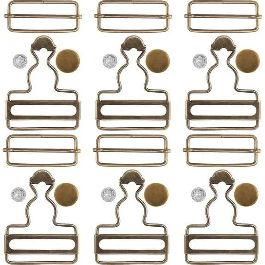 14 Sets Metal Overall Buckles, 1-1/2" Dungaree Replacement Clasp Clips with Adjustable Slide Buckle Buttons V1188-CYX-J02-3012