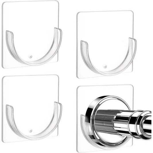 4 Pack Shower Rod Holder Adhesive No Drilling Transparent Shower Rod Holder Invisible Wall Mount Holder For V1188-CYX-J02-3105