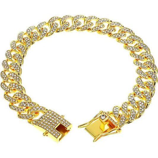 Chain Collar for Dog Diamond Cuban Link Dog Collar 13mm Wide Pet Cuban Style Collar Metal Cat Chain Pet V1188-CYX-J02-3206