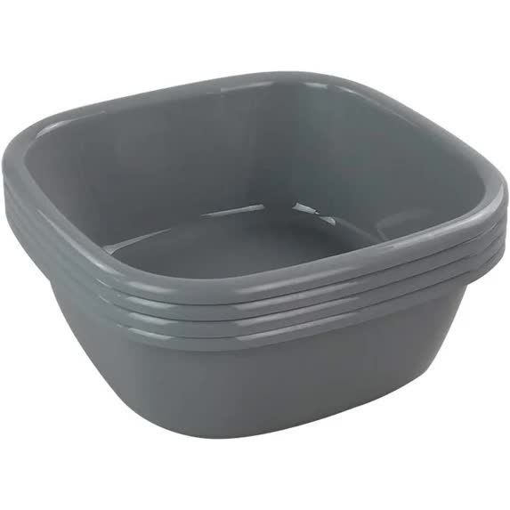 Idotry 4-Pack Baby Small Wash Basin, Gray Plastic Square Dish Pan, 8 Quart V1188-CYX-J02-488