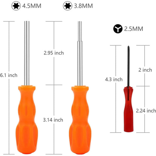 3 Pack Gamebit Security Screwdriver, 3.8mm and 4.5mm Security Screwdriver and 2.5mm Triwing Screwdriver for V1188-CYX-J02-517