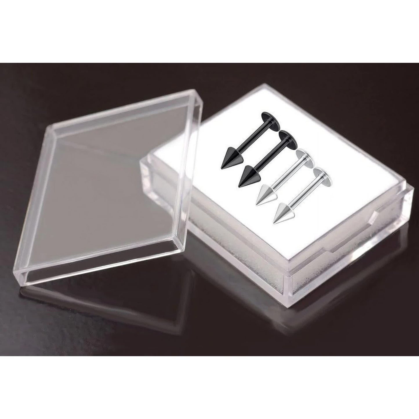 4pcs 16g Labret Stud Lip Ring Cartilage Tragus Snakebite Monroe Triple Forward Helix Conch Medusa Lobe Black V1188-CYX-J02-873