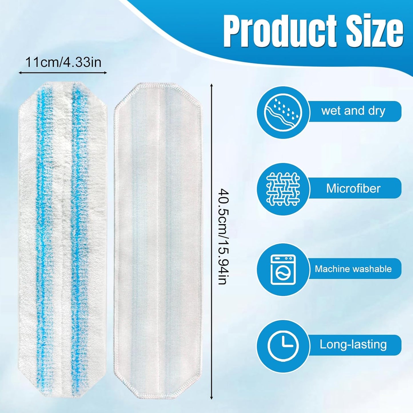 4-Pack Replacement Mop Pads for O-Cedar H2pro Flat Mop System & Vileda | O'Cedar H2 Pro Microfiber Mop Heads V1188-CYX-JXH-1871