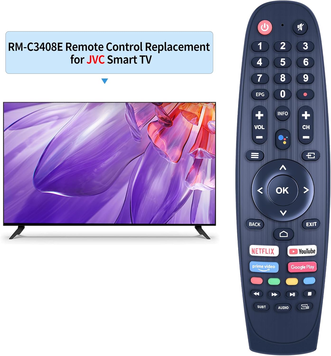 EC32V2HA EC40V2FA Replacement Remote for SANSUI, BLAUPUNKT, Caixun, ARRQW TVs - No Voice Function V1188-CYX-JXH-2214