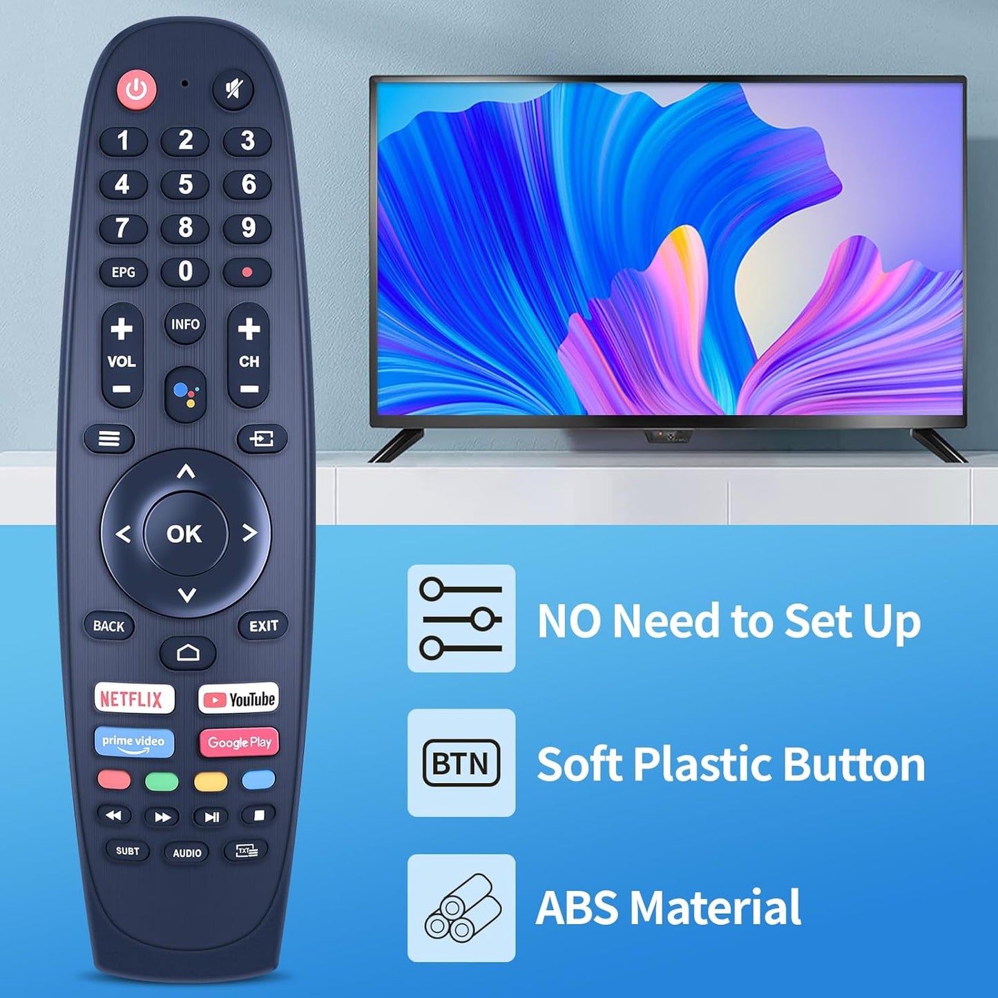EC32V2HA EC40V2FA Replacement Remote for SANSUI, BLAUPUNKT, Caixun, ARRQW TVs - No Voice Function V1188-CYX-JXH-2214