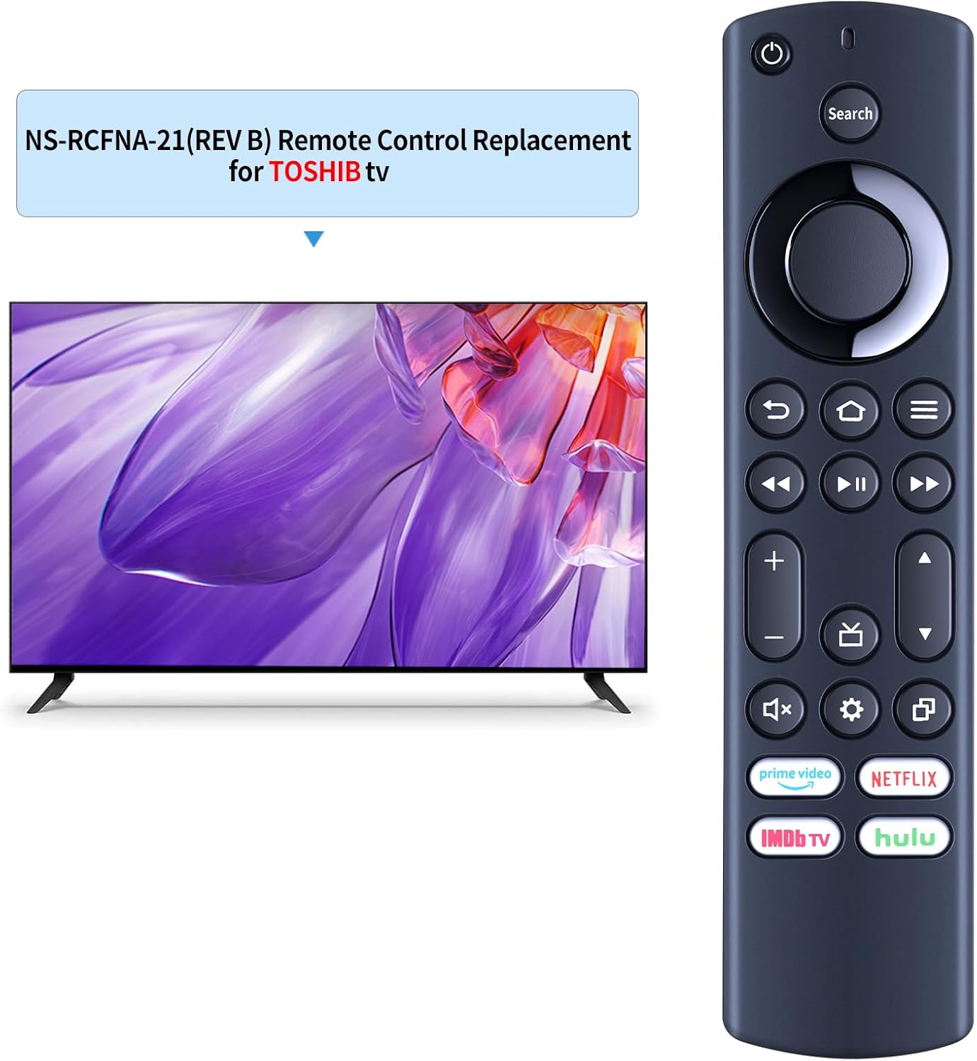 Replacement IR TV Remote Control for Insignia/Toshiba AMZ Smart TVs, Replace for NS-RCFNA-21 CT-RC1US-21 V1188-CYX-JXH-2242