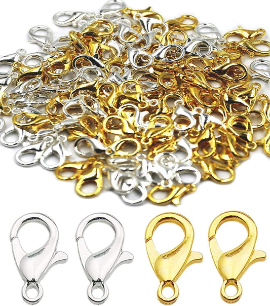 50 Pieces Stainless Steel Lobster Claw Clasps, Silver & Gold Bracelet Necklace Clasps Findings for DIY V1188-CYX-JXH-476