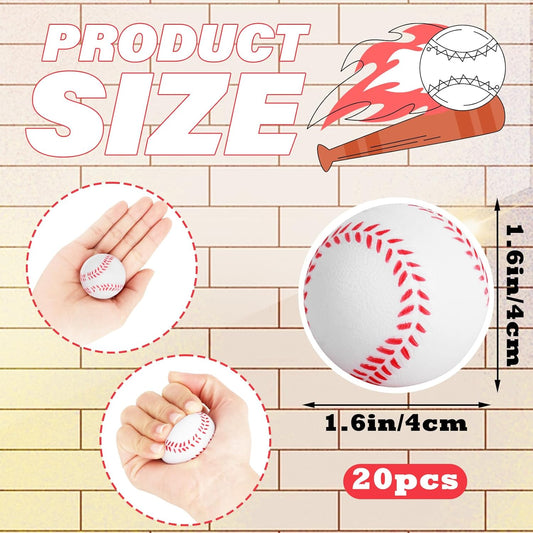Mini Baseball Stress Ball 20 Packs Baseball Party Favors Small Foam Squeeze Anxiety Toy Sports Squishy Ball V1188-CYX-JXH-497