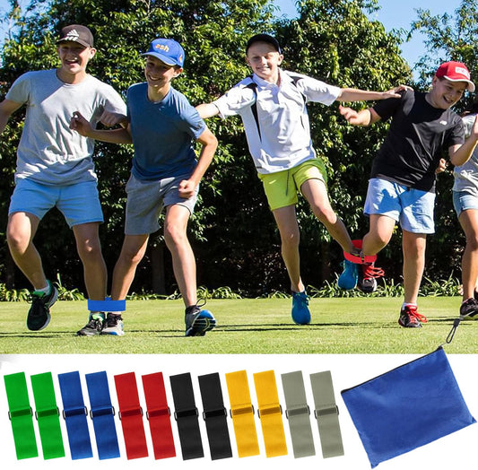 12 Pcs 3 Legged Race Bands Firm Elastic Tie Kids Outdoor Games Teamwork Birthday Party Game for Adults & V1188-CYX-JXH-499