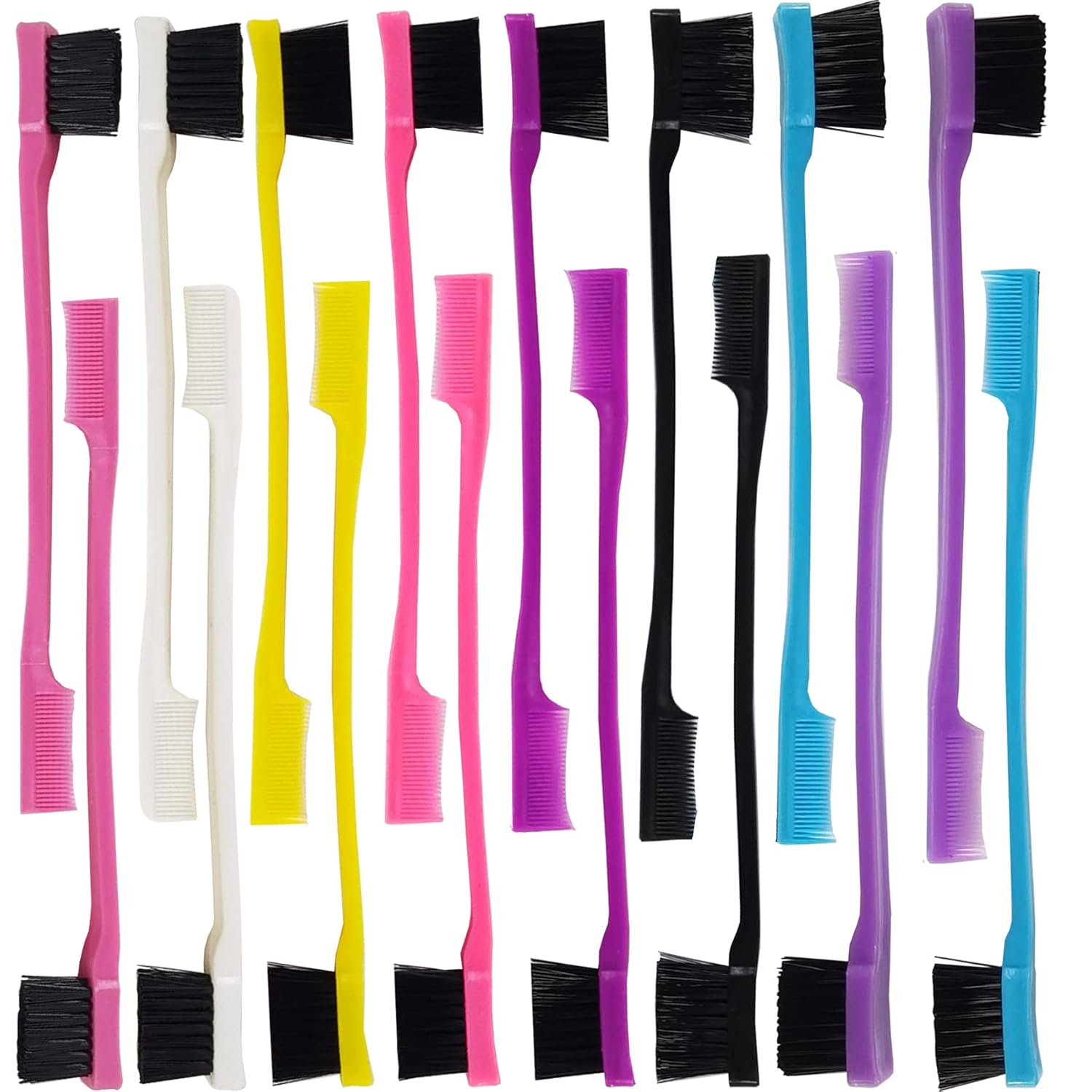 24PCS Hair Edge Brush, Double Sided Edge Control Hair Comb Eyebrow Brush Smooth Comb Grooming (8Colors) V1188-CYX-JXH-604