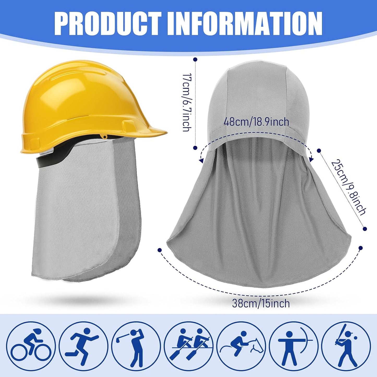 Helmet Liner with Neck Mask, Cooling Skull Cap Sweat Wicking Cap with Tail Sun Cycling Running Neck V1188-CYX-JXH-992