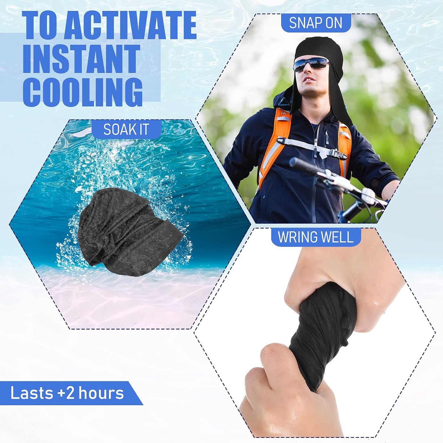 Helmet Liner with Neck Mask, Cooling Skull Cap Sweat Wicking Cap with Tail Sun Cycling Running Neck V1188-CYX-JXH-992
