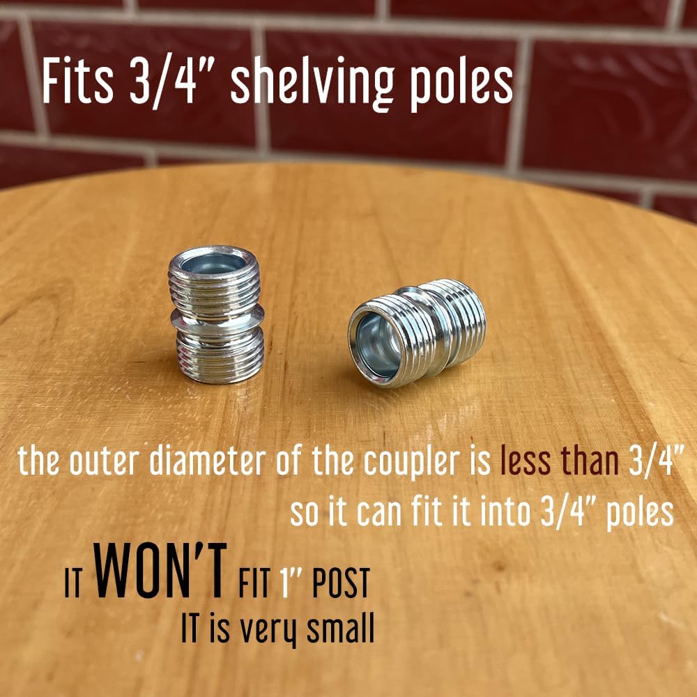 Vega 4-Pack Small Threaded Pole Connectors for 3/4" Shelving Posts, Industrial Style, Wire Rack Shelving V1188-CYX-LHJ-1569