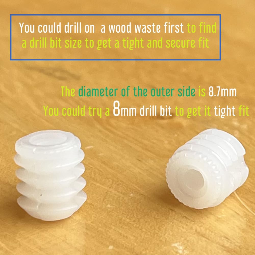 100 Pieces 8.75 x 10 mm Plastic Hinge Dowel Inserts Replacement Anchors for Kitchen Cabinet Bathroom Locker V1188-CYX-LHJ-1597