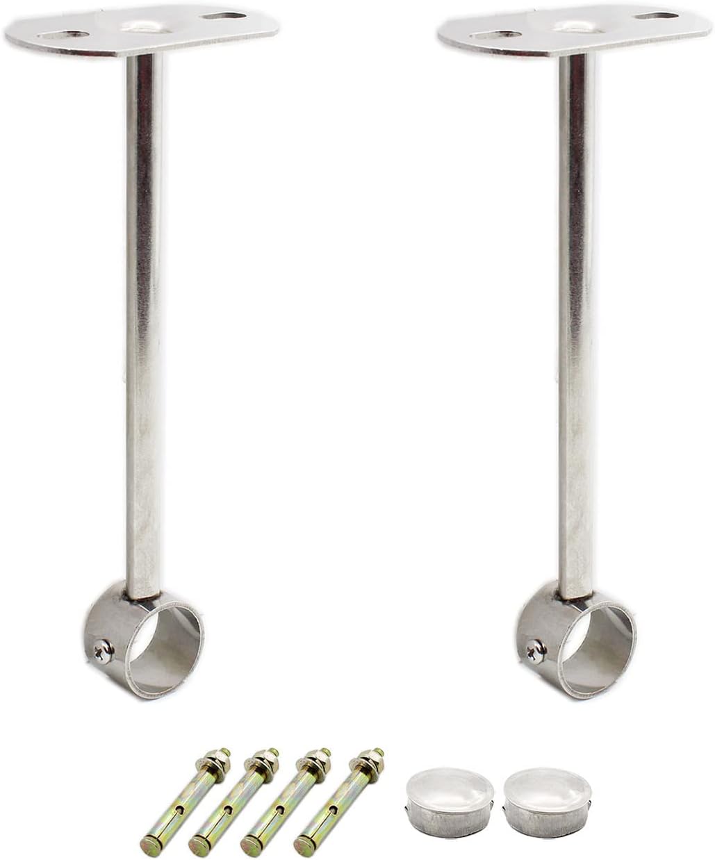 2 Pack Ceiling Mount Bracket, Stainless Steel Wardrobe Pipe Bracket Rod Holder Ceiling Holder, Shower Curtain V1188-CYX-LHJ-1933