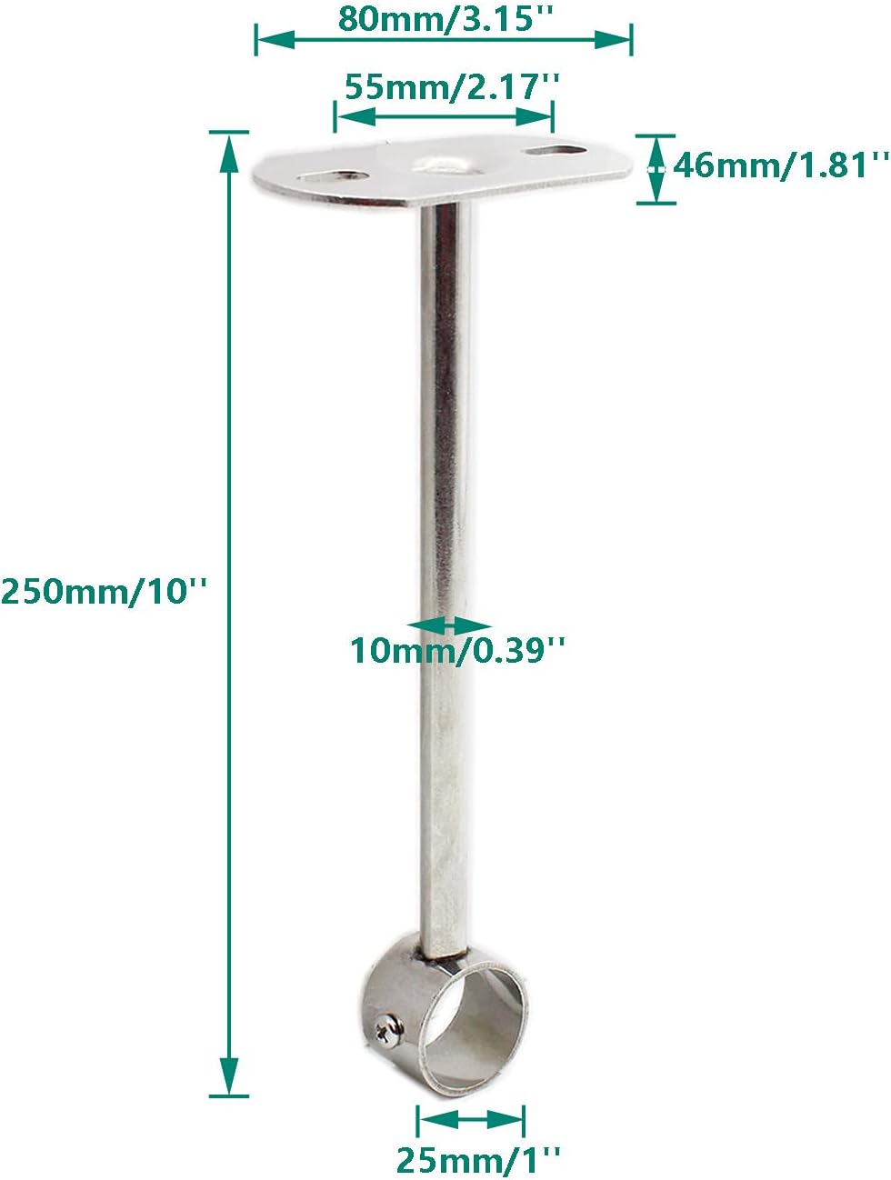 2 Pack Ceiling Mount Bracket, Stainless Steel Wardrobe Pipe Bracket Rod Holder Ceiling Holder, Shower Curtain V1188-CYX-LHJ-1933