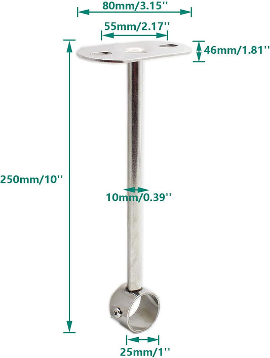 2 Pack Ceiling Mount Bracket, Stainless Steel Wardrobe Pipe Bracket Rod Holder Ceiling Holder, Shower Curtain V1188-CYX-LHJ-1933