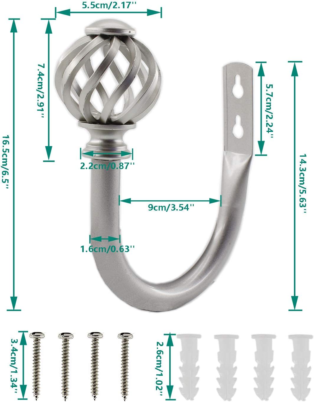 2 Pack Curtain Holdbacks, U Shaped Wall Mounted Curtain Tieback Hooks Drapery Tiebacks Decorative Curtain V1188-CYX-LHJ-1984