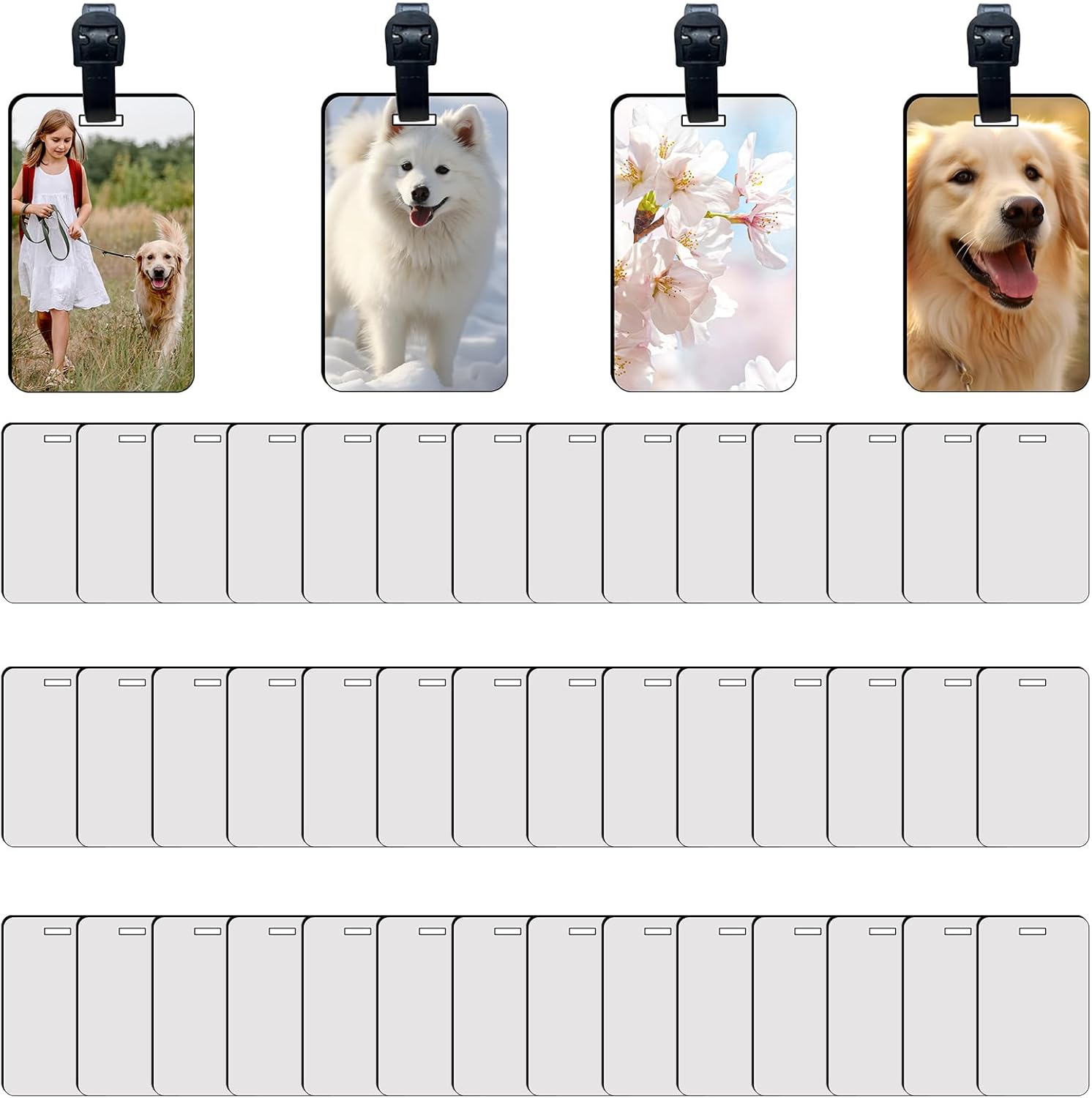 40 Pcs Luggage Tag Blanks - Rectangle Bulk with Belt - MDF Bag Tags - Heat Transfer Double Sides - Keychain V1188-CYX-LHJ-2083