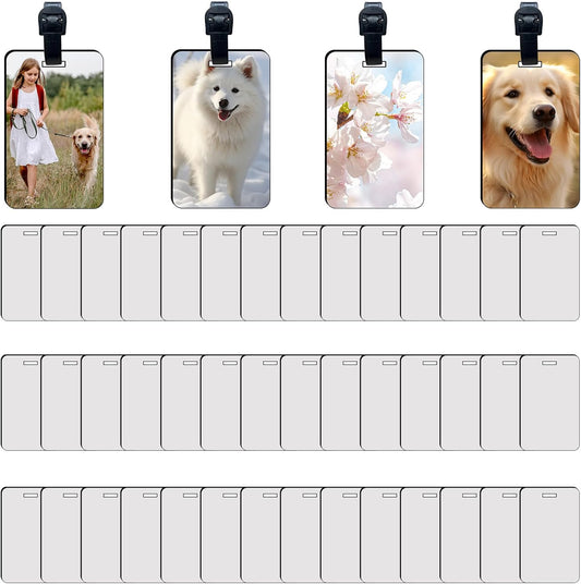 40 Pcs Luggage Tag Blanks - Rectangle Bulk with Belt - MDF Bag Tags - Heat Transfer Double Sides - Keychain V1188-CYX-LHJ-2083