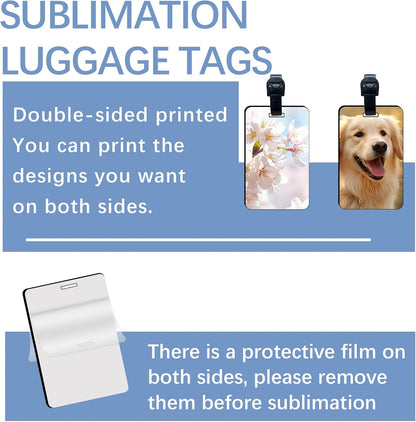 40 Pcs Luggage Tag Blanks - Rectangle Bulk with Belt - MDF Bag Tags - Heat Transfer Double Sides - Keychain V1188-CYX-LHJ-2083