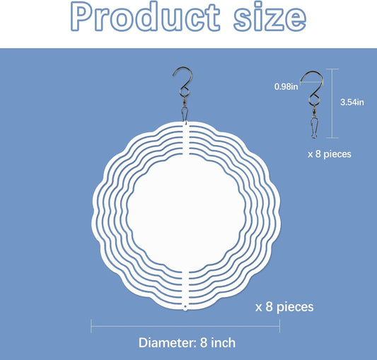8 Pcs Sublimation Wind Spinner Blanks 8 Inch Bulk Aluminum Metal Sublimation Blanks Product Heat Press V1188-CYX-LHJ-2093