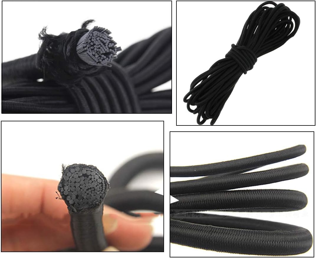 20pcs Plastic Cord Locks with 1/8-Inch 50ft Elastic Cord Heavy Stretch Round String, 10Pcs Sing-Hole, 10pcs V1188-CYX-LHJ-2116