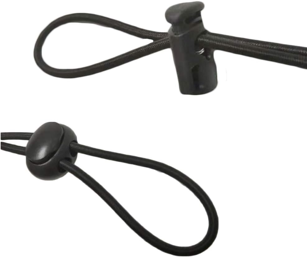 20pcs Plastic Cord Locks with 1/8-Inch 50ft Elastic Cord Heavy Stretch Round String, 10Pcs Sing-Hole, 10pcs V1188-CYX-LHJ-2116