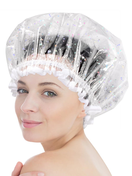 Luxury Shower Cap Reusable Waterproof for Women Sequin Lined Hair Cap for Shower Plastic Cap for Long Hair V1188-CYX-LHJ-2443