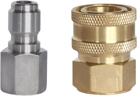2 Pcs Pressure Washer Adapter 3/8 1/4 Inch Quick Connect Fittings Stainless Steel Pressure Washer Fittings V1188-CYX-LHJ-2478