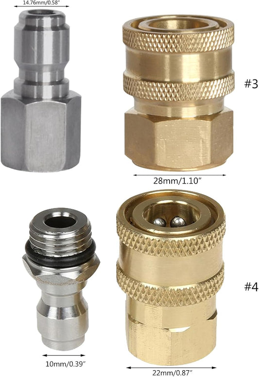 2 Pcs Pressure Washer Adapter 3/8 1/4 Inch Quick Connect Fittings Stainless Steel Pressure Washer Fittings V1188-CYX-LHJ-2478
