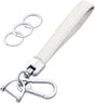 Leather Wristlet Keychain,Car Key Chain Wrist Keychain with 3 Key Ring and Anti-Lost D Ring (White Silver) V1188-CYX-LHJ-2696