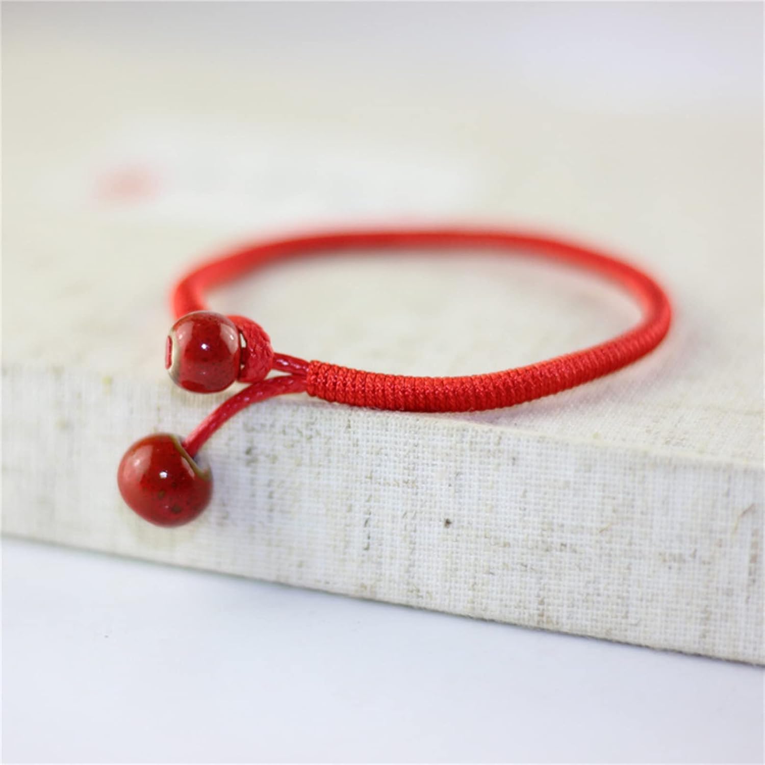 Men Women Lucky Ceramic Bead Red String Bracelet Hand Braided Bangle Durable and Useful V1188-CYX-LHJ-2699