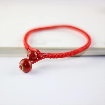 Men Women Lucky Ceramic Bead Red String Bracelet Hand Braided Bangle Durable and Useful V1188-CYX-LHJ-2699