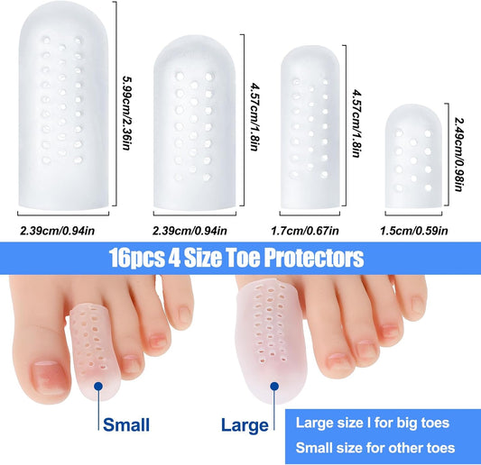 16 Pcs Gel Toe Protectors, Silicone Toe Caps Protectors for Women and Men Toe Covers Guards Sleeves for Pain V1188-CYX-LHJ-2761