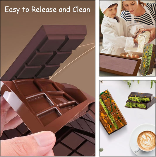 3 PCS Silicone Chocolate Bar Molds with 1 spatula,3/4 Inch Thick Non-Stick Chocolate Mold, Large Deep Cavity V1188-CYX-LHJ-2783
