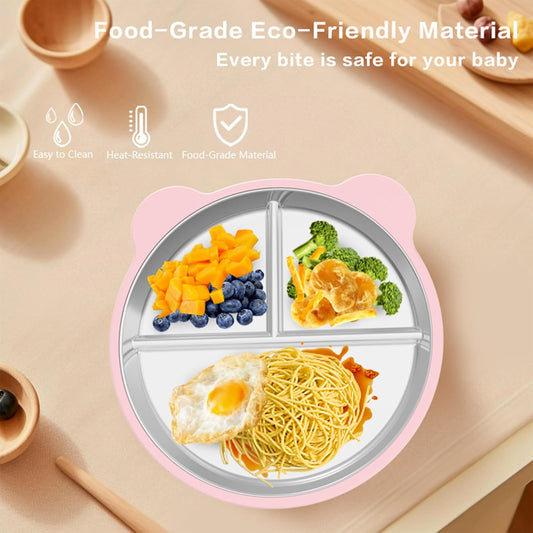 Silicone Stainless Steel Dinner Plate, 9-Inch Portion Control Plate, Balanced Lunch for Weight Loss and V1188-CYX-LHJ-2788