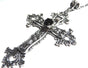 Large Gothic Cross Necklace silver-tone pendant with glass stone, on 24" steel chain... V1188-CYX-LHJ-2839