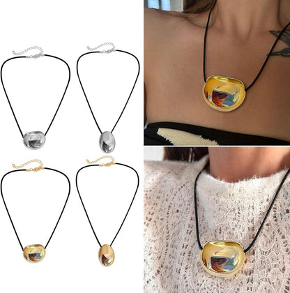 Oval Bead Clavicle Chain Fashionable Geometric Pendant Necklace V1188-CYX-LHJ-2840