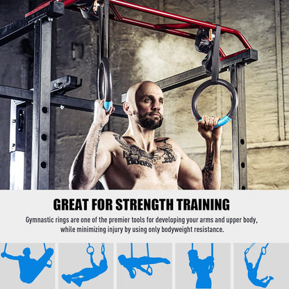 Gymnastic Rings, Exercise Olympic Rings with Adjustable Straps, Steel Buckles, Perfect for Workout, Strength V1188-CYX-LHJ-2943