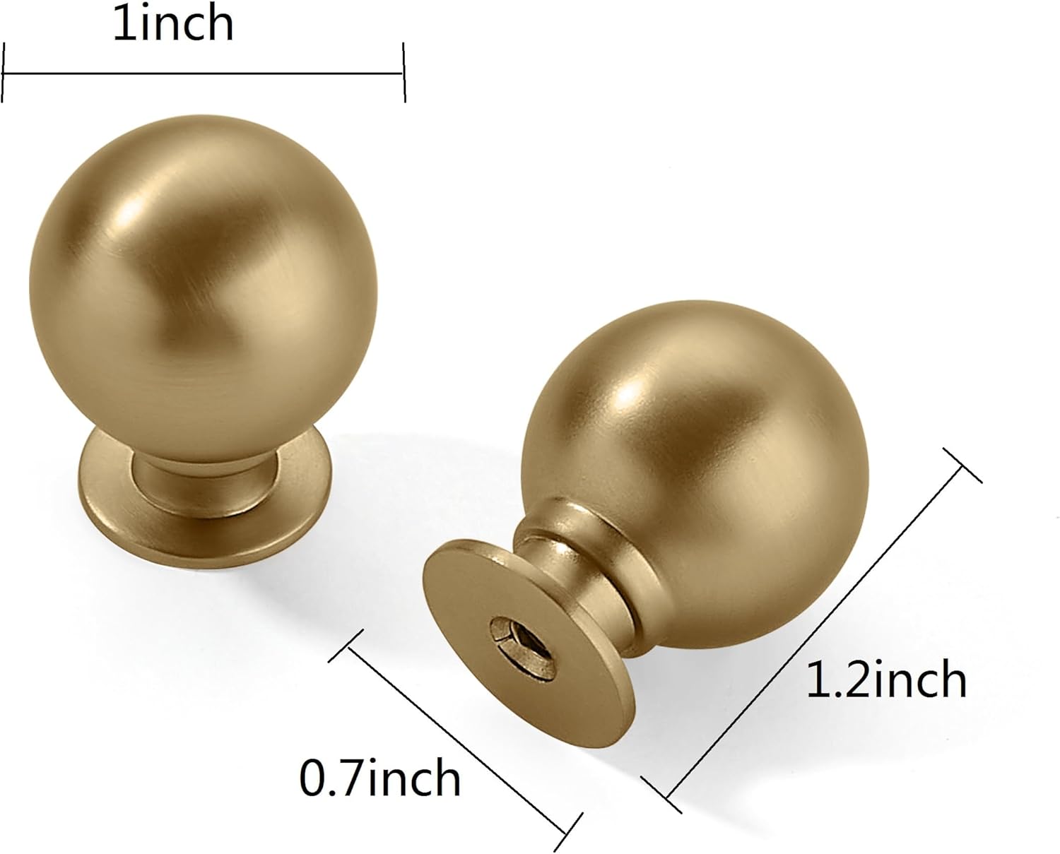 10 Pack 1 Inch Vintage Ball Champagne Bronze Cabinet Knobs Kitchen Cabinet Hardware Satin Brass Drawer Knobs V1188-CYX-LHJ-309