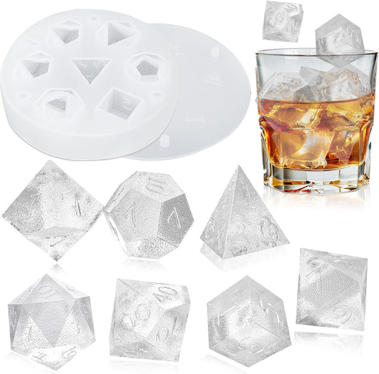 7 Shapes DND Dice Whisky Ice Cubes Mold, 3D Dice Mold DND Accessories For Whiskey Cocktail Summer Ice Drink, V1188-CYX-LHJ-449
