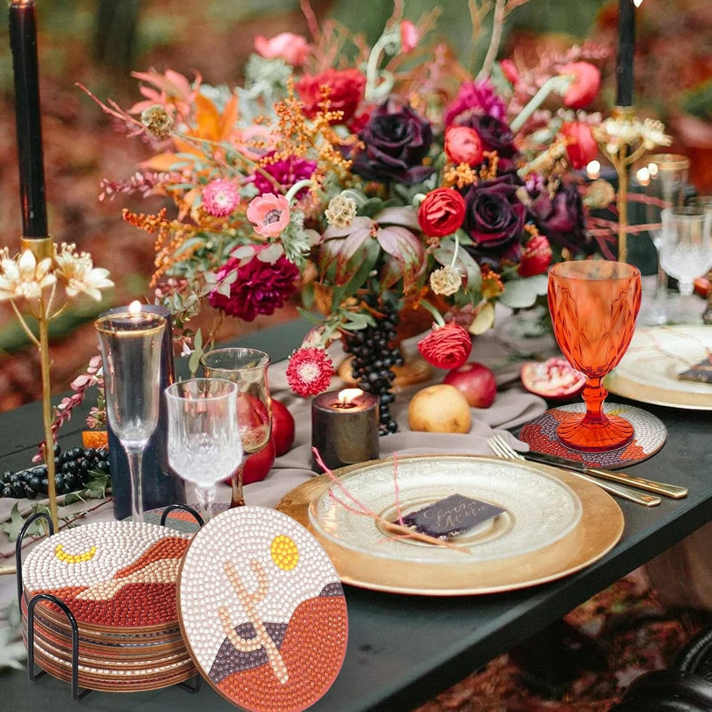8Pcs Abstract Diamond Art Coasters, DIY Boho Small Diamond Art Kits for Adults Kids, Diamond Art Accessories V1188-CYX-LHJ-462