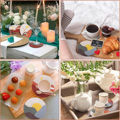 8Pcs Abstract Diamond Art Coasters, DIY Boho Small Diamond Art Kits for Adults Kids, Diamond Art Accessories V1188-CYX-LHJ-462