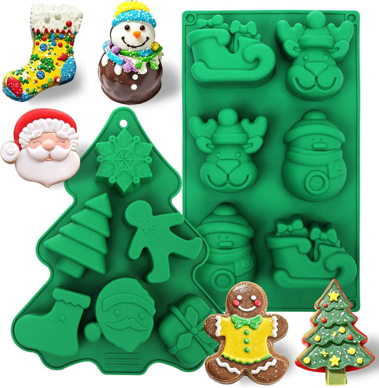 Christmas Silicone Molds, 12 Cavities Christmas Chocolate Mold Deep, 3D Christmas Trees Christmas Stockings V1188-CYX-LHJ-477