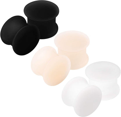 KJM FASHION 6 x Black Silicone Double Flared Ear Stretcher Expander 6pcs 12mm BL SN WT 6pcs 12mm BL SN WT V1188-CYX-LHJ-489