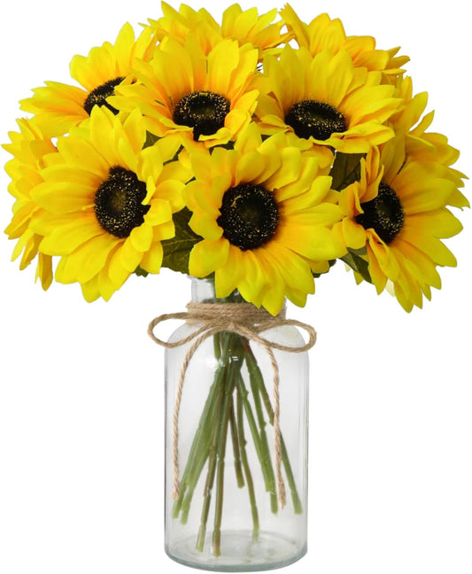 Sunflowers Artificial Flowers with Vase,Fake Flowers Bouquet for Sunflower Decor,Sunflower Kitchen Decor,Silk V1188-CYX-LHJ-505